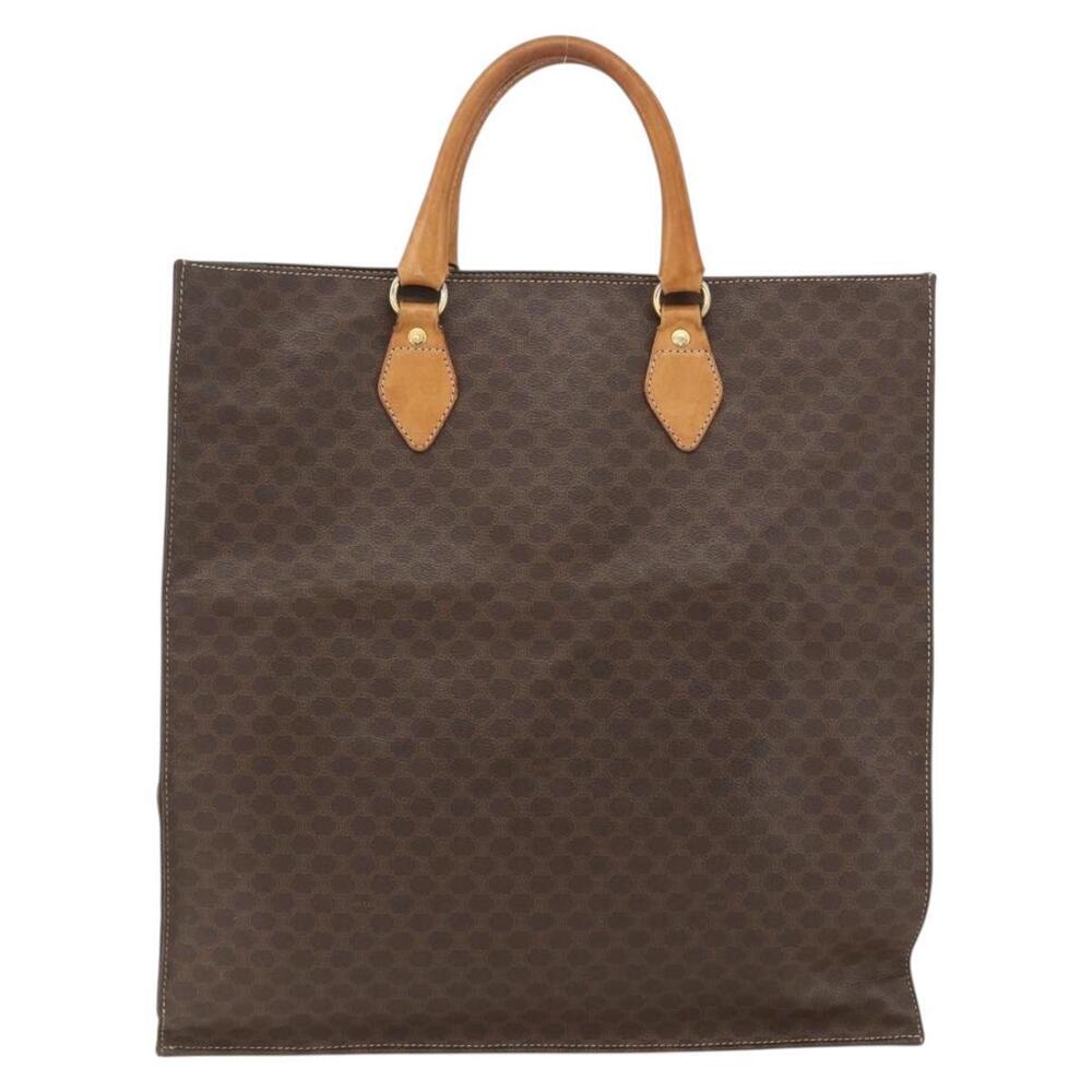 CELINE Macadam Canvas Hand Bag PVC Leather Brown Gold Auth gh1448 - Picture 13 of 16